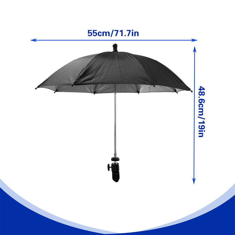 Laptop Sun Shade, 360 ° Rotation Laptop Sunshade Cover, Foldable 19'' Monitor Sun Umbrella with Clamp, for Working Outside, Black