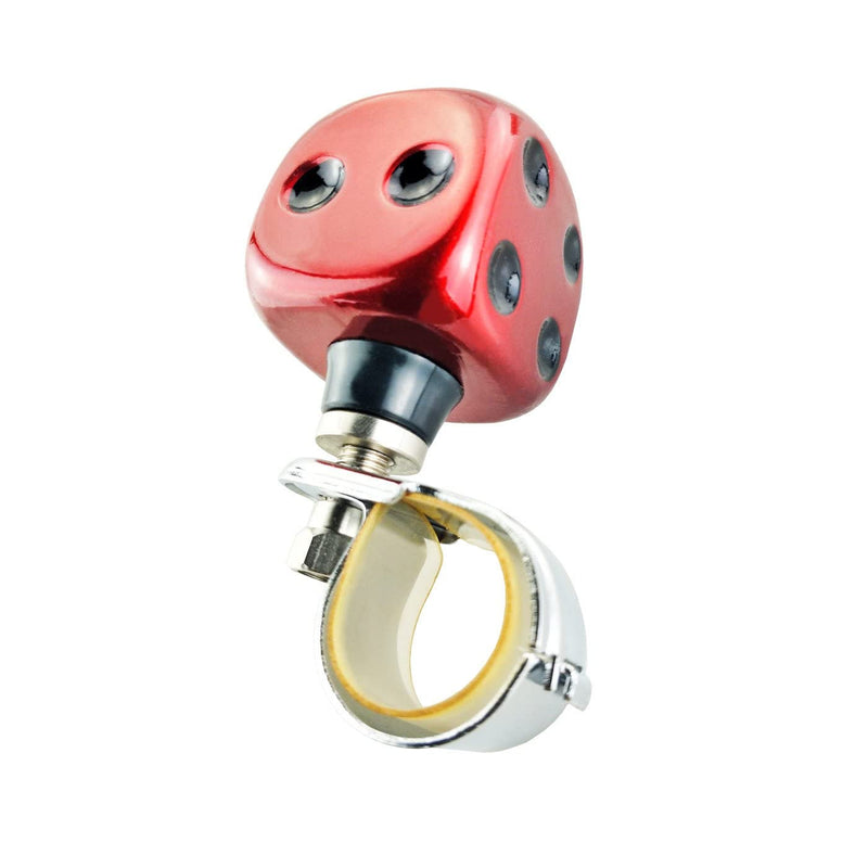 Lunsom Steering Wheel Spinner, Dice Shape Car Turning Wheel Knob Suicide Power Handle Driving Aid Turning Control Helper Fit Most Vehicle, Trucks (Red) red