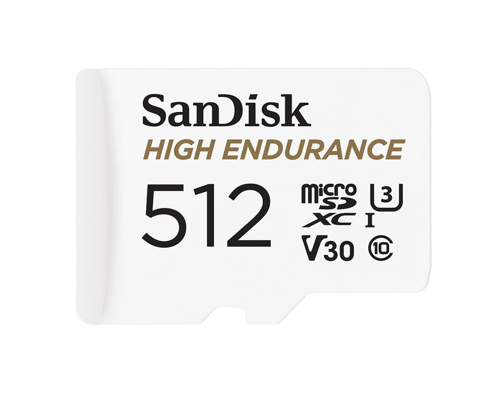 SanDisk 512GB High Endurance Video microSDXC Card with Adapter for Dash Cam and Home Monitoring Systems - C10, U3, V30, 4K UHD, Micro SD Card - SDSQQNR-512G-GN6IA Card Only