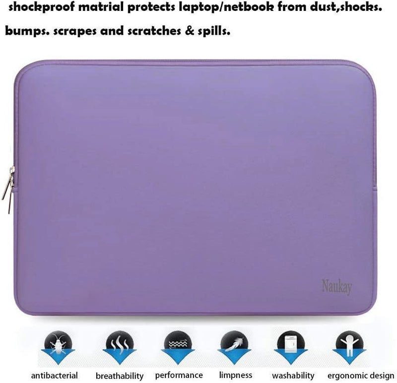 15.6 Inch Laptop Sleeve, Resistant Neoprene Notebook Computer Pocket Case/Tablet Briefcase Carrying Bag Compatible for Asus/Dell/Fujitsu/HP/Sony/Toshiba/Acer- (Purple) Purple 15.6 inch