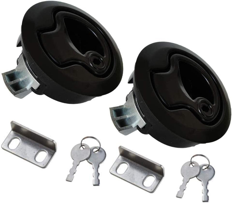 WJSKDQ 4PCS Boat Hatch Handle Round Boat Latches Flush Pull Slam Latch for Boat Hatch Lock Keyed Lock Black