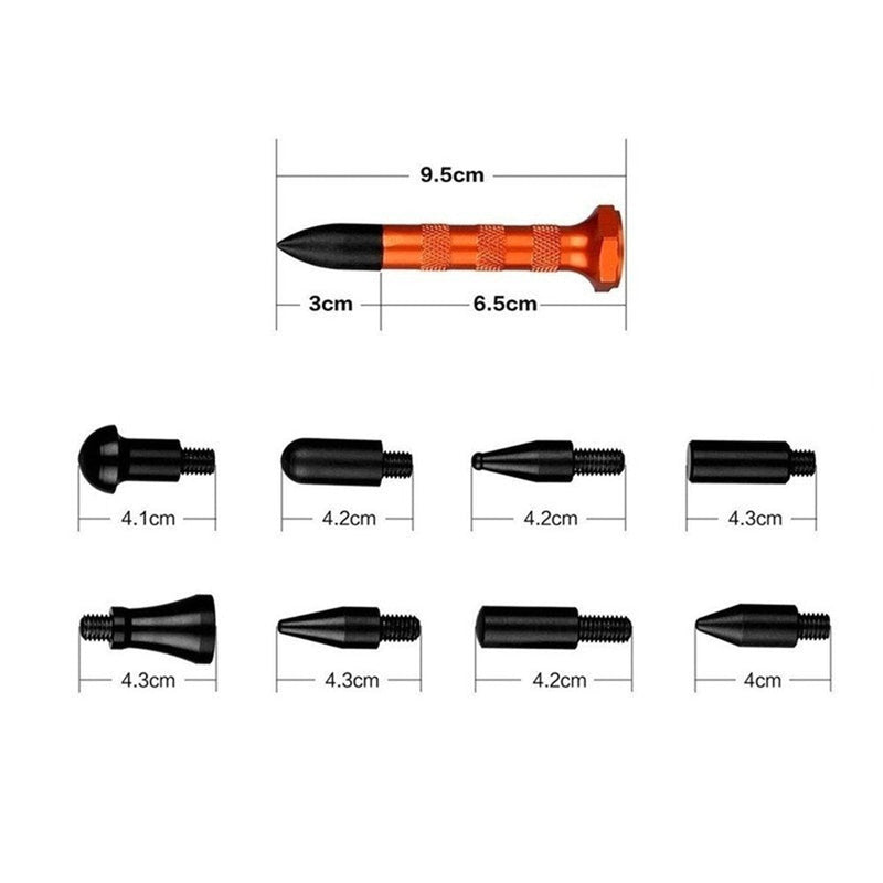 GS DIY Paintless Dent Repair Kit Metal Tap Down Pen with 9 Heads Tips Dent Removal Tools