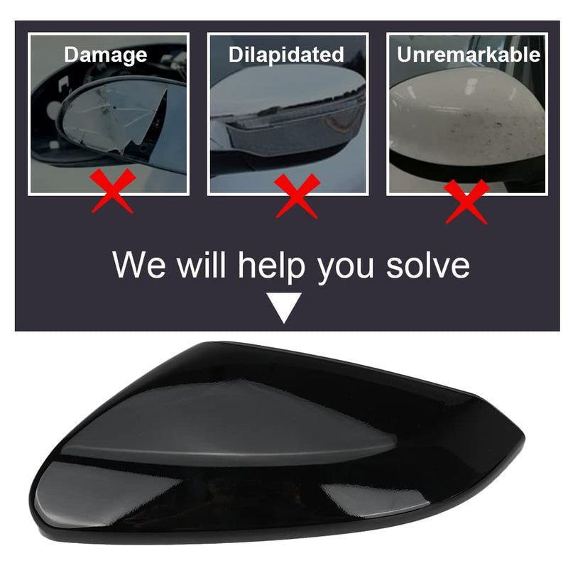 1 Pair Glossy Black Side Mirror Cover Cap Housing Compatible with Honda Civic 2016-2019 2020 2021 Honda Insight 2019-2021, Direct Replacement