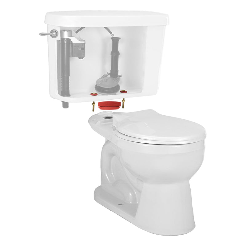 Korky 481BP Universal Toilet Tank To Bowl Gasket & Hardware Kit - Fits Most 3-Inch, 2-Piece Toilet Tanks - Made in USA , Red , Large (3") Large (3") Gasket + Hardware
