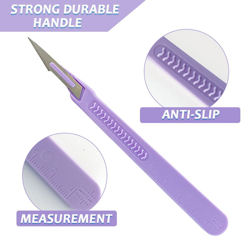 Scalpel Blades #11 Dispoable Steriled Surgical Knife for Biology Anatomy, Dermaplaining, Podiatry, Practicing Cutting, Medical Student, Sculpting, Repairing, Crafts #11-10PACK Purple