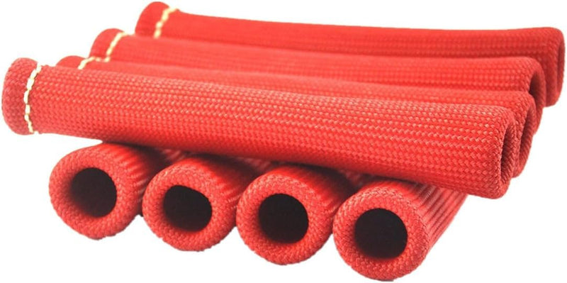Spark Plug Protect Boot 1800 Degree Heat Shield Thermal Protection Insulator Sleeve Spark Plug Wire Boots 6 inch for Car Truck (Pack of 8) (Red) Red