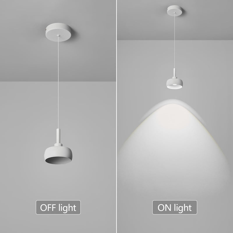 Pure White Pendant Light Fixtures Kitchen Island Mini Dome Hanging Light Fixtures LED COB Source Modern Hanging Lamp for Bedroom Living Room Dining Bar(1 Pack) 1-Pack