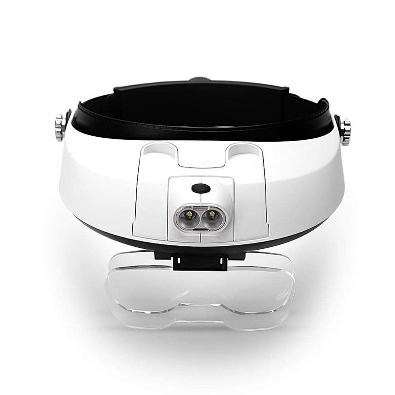 1X to 6X Headband Magnifier, Head Mount Magnifying Glass with LED Light for Close Work Jewelers Loupe Eyelash Extensions Watch Repair Reading