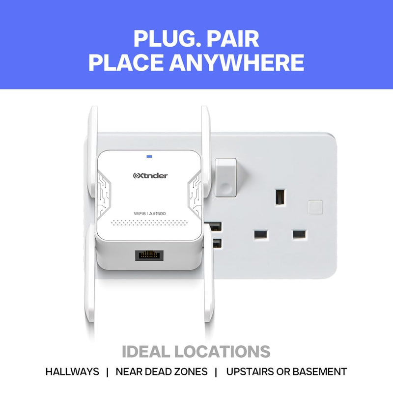 2025 AX1500 WiFi Extender Signal Booster Long Range, Covers 13,000 Sq.Ft & 100+ Devices, 1500Mbps Dual-Band 5.8GHz & 2.4GHz WiFi Extender with Ethernet Port, No Dead Zones & Lag, Secure WiFi Booster