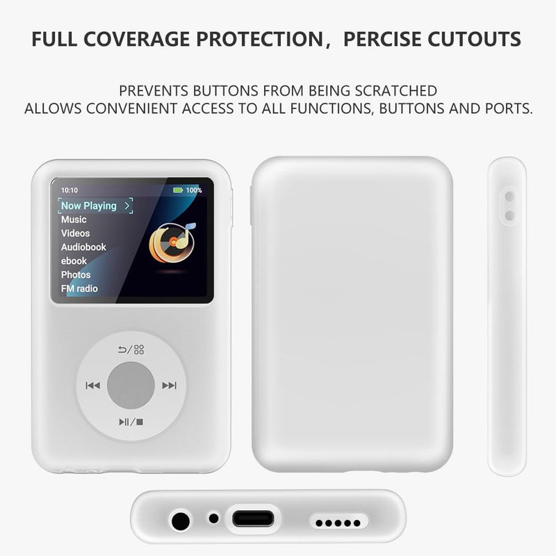 Silicone Case for innioasis Y1 Mp3 Player, Soft Anti-Scratch Cover with Screen Protector, Slim Lightweight Full-Body Protection -Mist White translucent