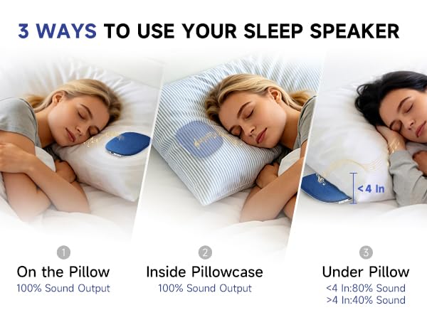 TAZATA Under Pillow Sleep Speaker, Ultra-Thin Flat Bluetooth Pillow Speaker | 100 White & Pink Noise Sound Machine, 11H, BT6.0 Wireless Private Sleep Aid No Disturb Partner for Side Sleepers, Adults blue