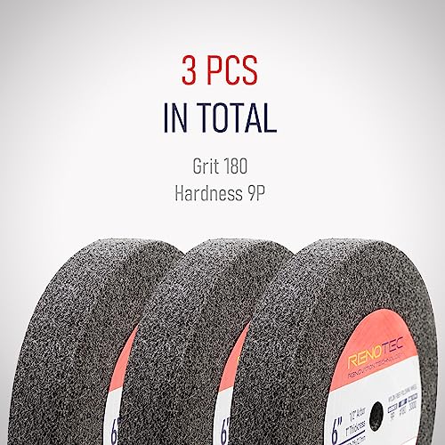 6 inch 9P Hardness Deburring Wheel, Pack of 3, 180 Grit, Nylon Fiber Buffing Wheels. for Bench Grinder Buffing Machine Polishing Stainless Steel. 1/2 inch Arbor, 1 inch Thickness Deburring Wheel 3 Pcs