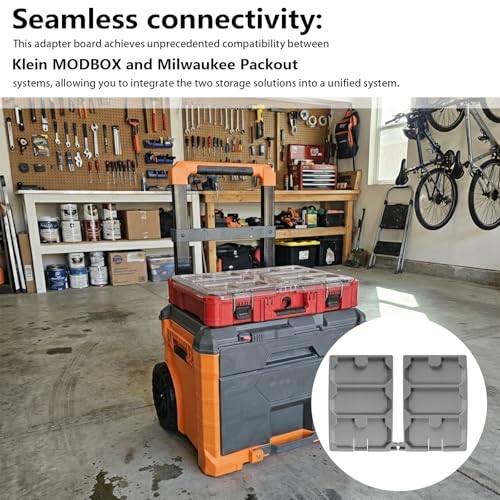 Adapter Board Compatible with Klein MODBOX | Compatible with Milwaukee Packout | Toolbox Snap-on Connector Adapter | Workshop Organization Solutions (1/2 Pcs) 1/2 Pcs
