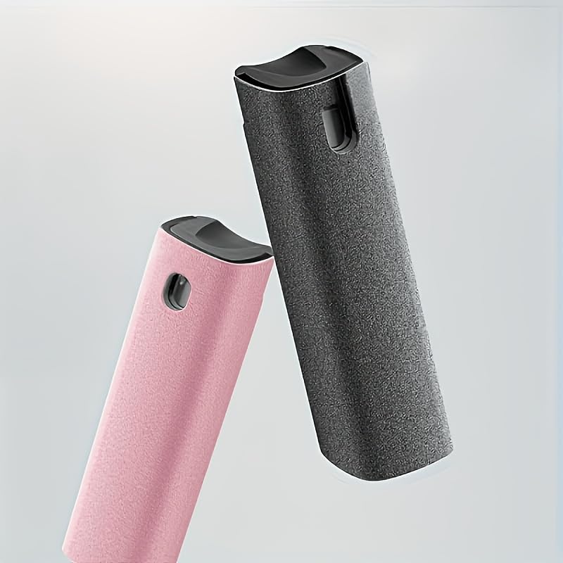2-in-1 Microfiber Screen-Cleaning Tool with Spray Bottle and Cloth, Portable Dry Cleaner for Phones Tablets TVs Glasses Cars, Grey