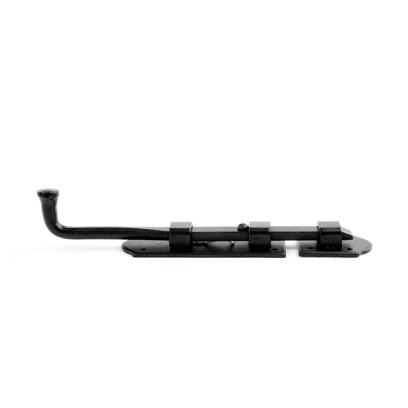 Renovators Supply Manufacturing Slide Bolt Latch 9 in. Black Iron Ball Tip Style Slide Bolt with Mounting Hardware Pack of 2
