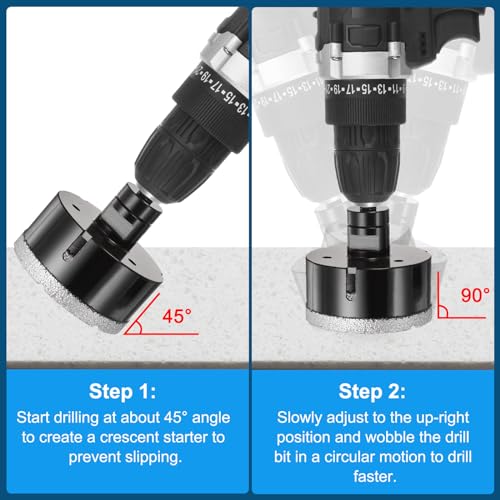 HARFINGTON Diamond Core Drill Bit 3.15"/80mm Dia Diamond Hole Saw Kit for Tile Porcelain Ceramic Marble Stone 3.15"