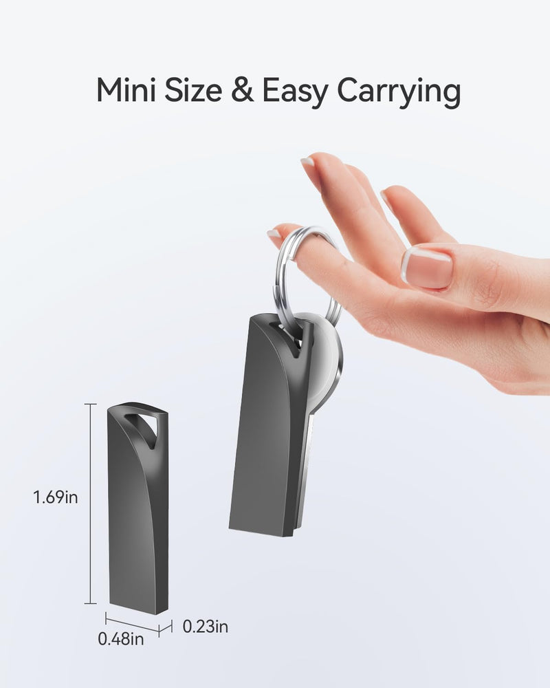 64GB USB 3.0 Flash Drive, Waterproof Metal USB Memory Stick, Slim Thumb Drive Portable Pen Drive with Keychain Hole Stylish Jump Drive for PC Computer Car - Gray 64GB