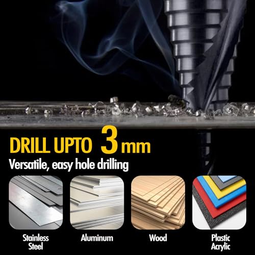 Four Spiral Flute Cobalt Step Drill Bit, 1/4" - 1-3/8" M35 TiAlN Coating Impact Ready Unibit Step Drill Bit, Tri-Flat Shank Shank Step Bit for Metal, Stainless Steel, Aluminum, Plastic 1/4" - 1-3/8"