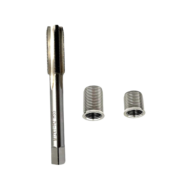 1 Set Spark Plug Thread Repair Replacement Kit, Stainless Steel M10x1.0mm Inserts and M12x1.0 Tap Kit for Automotive Engine Repair