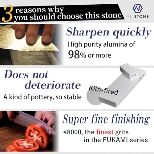 FUKAMI Whetstone Sharpening stone super finishing grit 8000 w/Nagura, 7.1" x 2.4" x 0.8" (Pro Power. Perfectly Compact for home use), Made in Japan (#8000) #8000