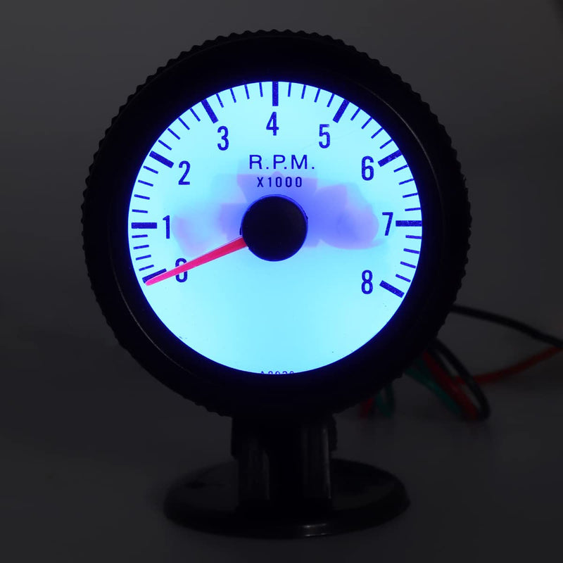 Tachometer Gauge, 2" 52mm 12V Blue LED 0-8000RPM Tachometer Tach Gauge Meter with Sensor for Car/Boat/Truck/ATV