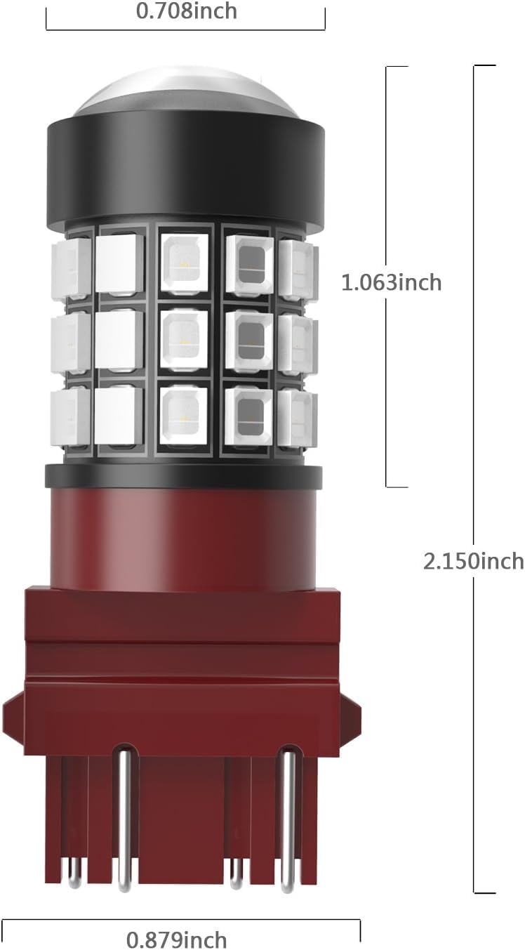 Alla Lighting Upgraded Version T25 3156 3157 LED Strobe Brake Lights Bulbs, Red Flashing Stop Lamp 3057K 4057K 3457 4114 4157KX 3157KK 3157KX 3155 Super Bright 2835-SMD 12V Pure Red