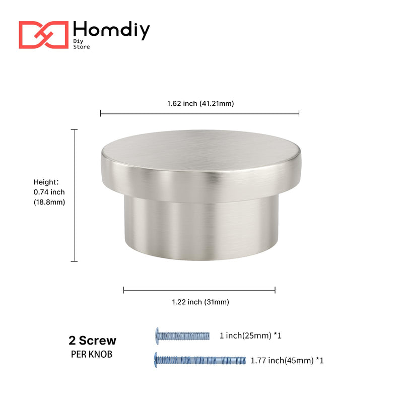homdiy 15 Pack Cabinet Knobs Brushed Nickel Drawer Knobs Zinc Kitchen Cabinet Knobs Solid Dresser Knobs for Desk Drawers Cupboard Hardware Hardware