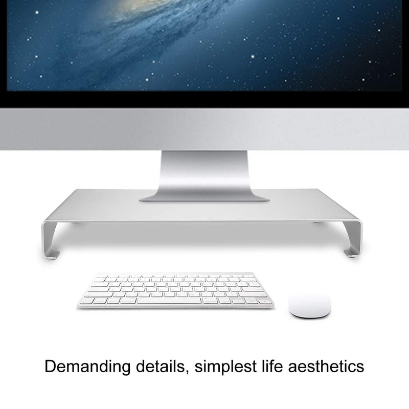 Heayzoki Desk Monitor Stand Riser,Aluminum Alloy Monitor Stand Riser,for Notebook Laptop Computer Desk Stand Organizer Shelf,Delicate Workmanship, Feel,Silver