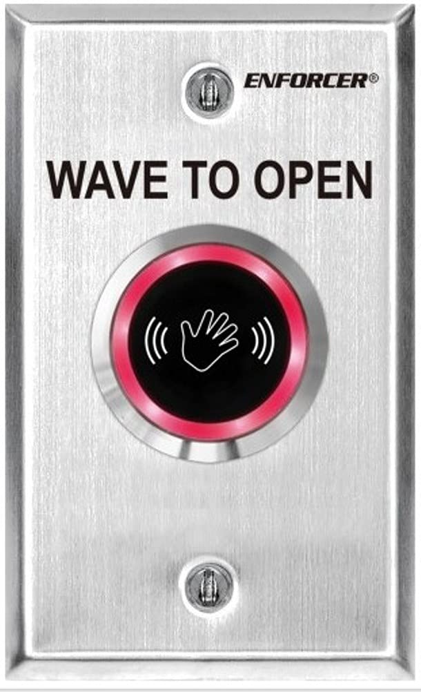 Seco-Larm SD-9263-KSQ Outdoor Wave-to-Open Sensor, Single-Gang with English Message; Adjustable Sensor Range Up to 7" (18cm); 1.2A Relay, Adjustable Trigger Duration 0.8~30 Seconds or Toggle