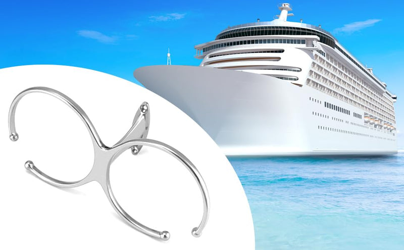 QWORK Boat Ring Cup Holder, Marine 316 Stainless Steel Double Ring Cup Drink Holder, Beverage Bottle Storage Rack, Fit Most Cups with a 3.5" Dia, for Marine Yachts Boats RV 3.5 inches