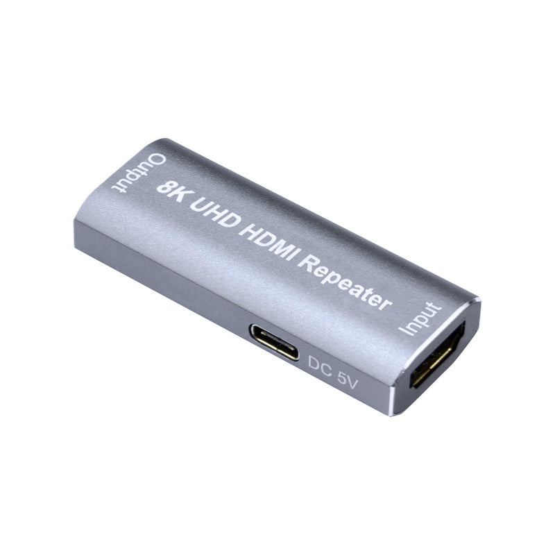 HDMI Amplifier Repeater, HDMI Signal Booster 82ft Support 8K/4K/1080P, Audio Formats DTS-HD/Dolby TureHD/DTS/Dolby-AC3/DSD, Video Format 8, 10 and 12-bit Dark Color Gray HDMI 2.1