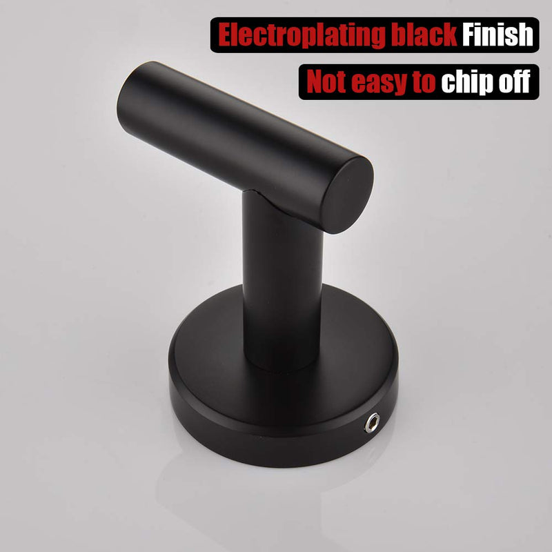 JQK Black Bathroom Towel Hook, Coat Robe Clothes Hook for Bathroom Kitchen Garage Wall Mounted (2 Pack), 304 Stainless Steel Matte Black, TH100-PB-P2 2 Pack