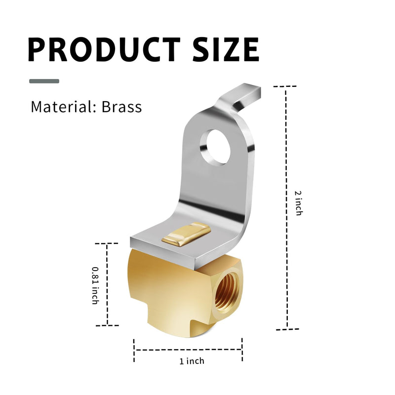 3-Way Brake Line Tee with Mounting Bracket,Brass Brake Line Fittings 3/16" for 3/8"-24 Threads Maintaining Brake System,Universial Brake Line Fittings for Fuel Line,Liquid Line