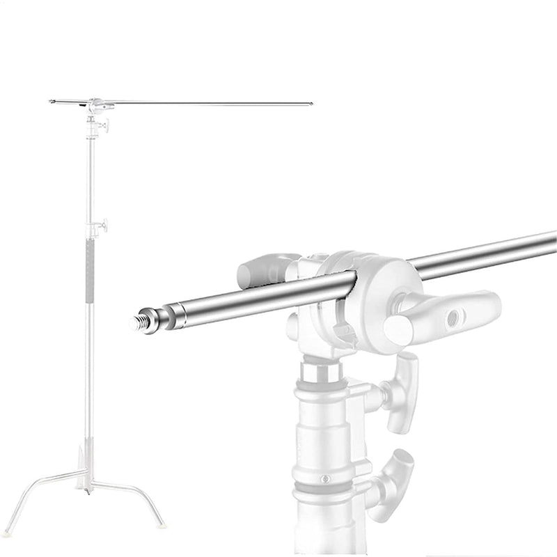 50 inch/128cm Extension Crossbar Boom Arm, Stainless Steel Holding Grip Arm with 1/4" & 3/8" Interfaces Thread for Heavy Duty C Stand, Light Stand and Other Equipment for Studio Photography