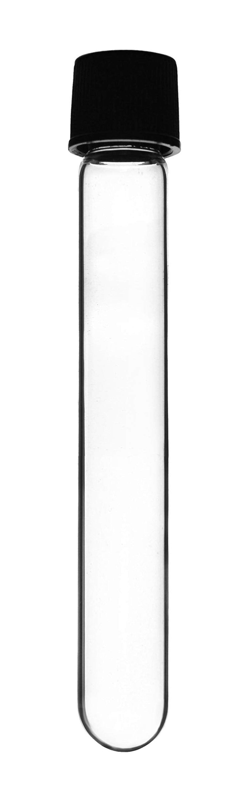 EISCO 24PK Test Tubes, 10ml - Bakelite Screw Cap with Rubber Liner - Borosilicate 3.3 Glass - 3.9" x 0.6" - Round Bottom - Leak Proof 24