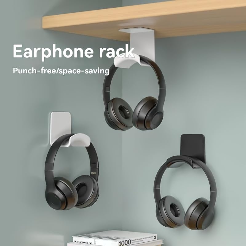 Adjustable & Rotating Gaming Headphone Stand Compatible for Headphones - Under-Desk Headphone Holder with Arm Clamp, Space-Saving Desk (No Electronics)