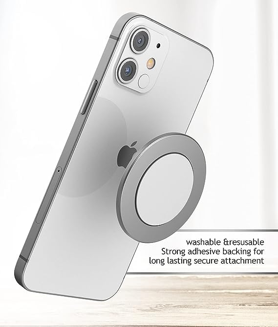 ENCASED Magnetic Mount-Anywhere iPhone Disks (2 Pack) Designed for MagSafe, Stick On Phone Holder - Great for Car, Home, Office, RV and More (Adhesive Backed / 0.15" Ultra Slim Design) 2