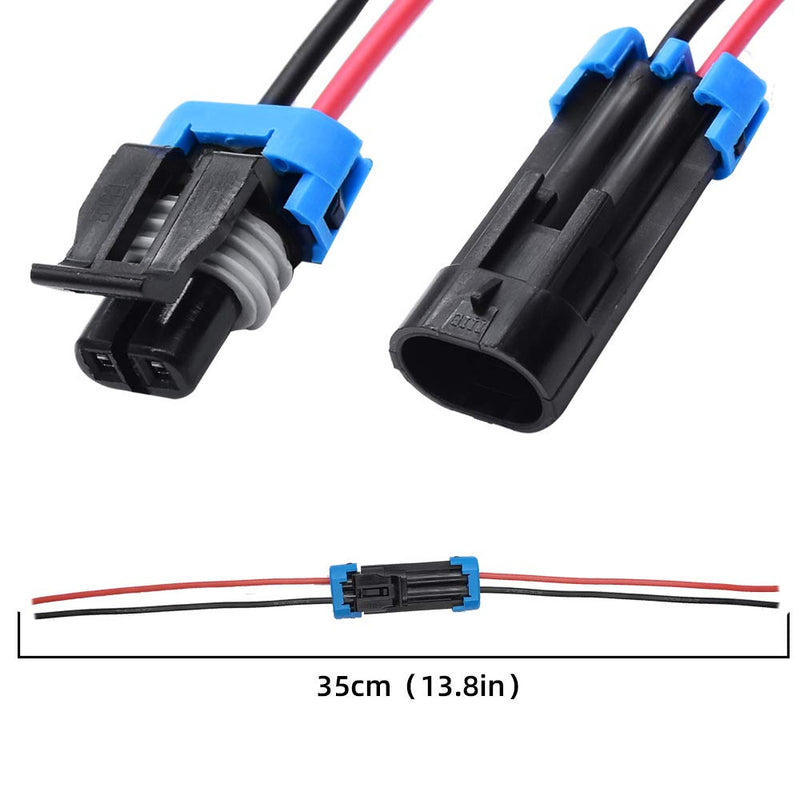 2 Pin Waterproof Electrical Connector Plug with 16 AWG Wire Harness Connectors for Car Truck Boat Etc,2 Pack 2 Way Connector