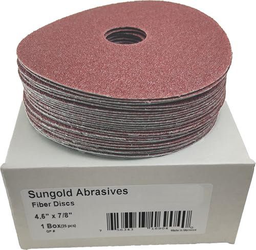 Sungold Abrasives 16905 4-1/2-Inch x 7/8-Inch Center Hole 60 Grit Aluminum Oxide Fiber Disc, 25-Pack