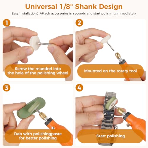 82PCS Buffing & Polishing Kit, 1/8" Shank Rotary Tool Accessories 82