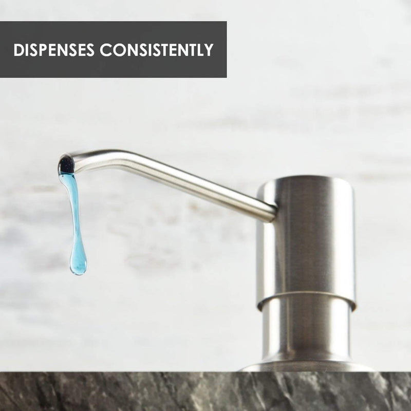 Soap Dispenser for Kitchen Sink (Brushed Nickel), Fit 1-to-1.25-inch Hole, Built in Soap Dispenser, Stainless Steel Pump Replacement Brushed Nickel