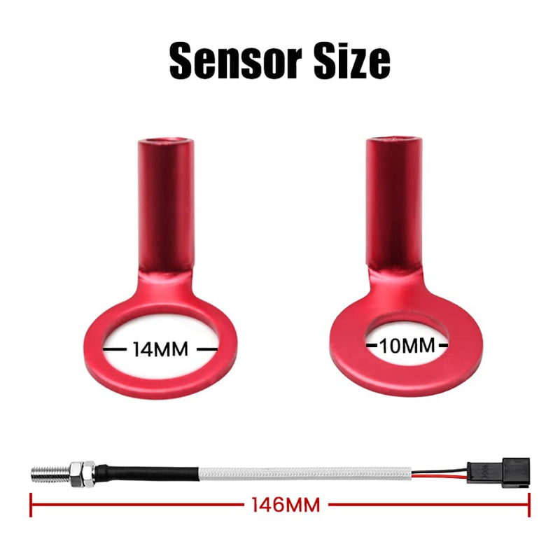 Cylinder Head Temperature Meter Engine Temperature Gauge with 10mm 14mm Probe Sensor Adapter (Blue,10mm) Blue