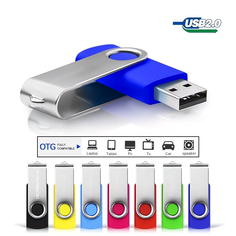Flash Drive USB 2.0 10 Pack Swivel Blank Memory Stick Pnstaw Bulk Thumb Drive Pen Drives Jump Drive for Data Storage, File Sharing(10 Pack,Multi-Color) (10, 128, MB) 128 MB