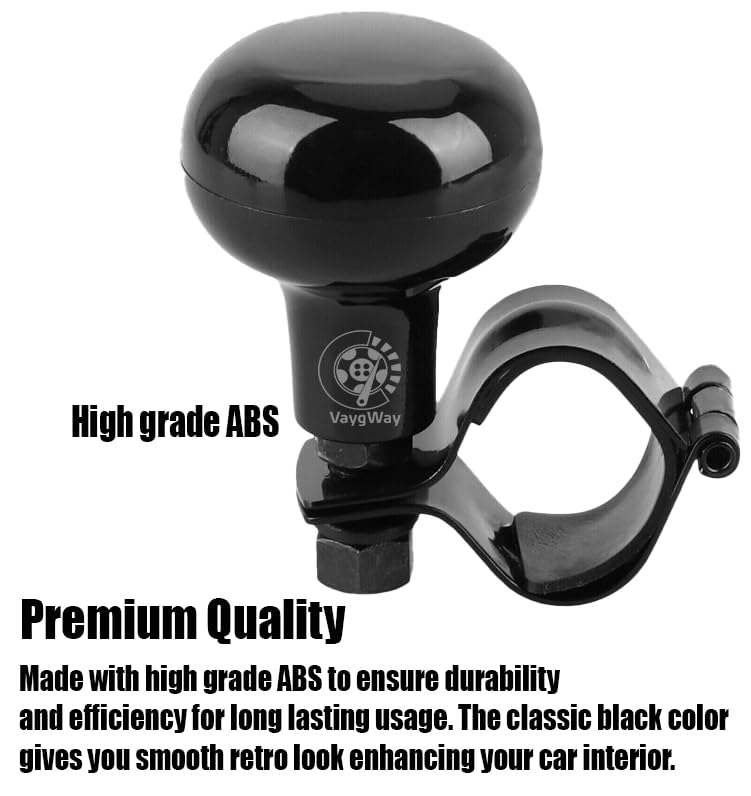 Vaygway Universal Fit Vehicle Steering Wheel Suicide Spinner Knob- Black Car Suicide Ball Power Handles- Vehicle Tractor Boat Black Spinner Knob- Wheel Accessories Arthritis Handicap Spinners 1 Pack