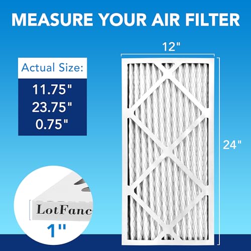 LotFancy 12x24x1 Air Filter MERV 13 4-Pack Pleated for Home Furnace HVAC AC MERV 13 4pcs