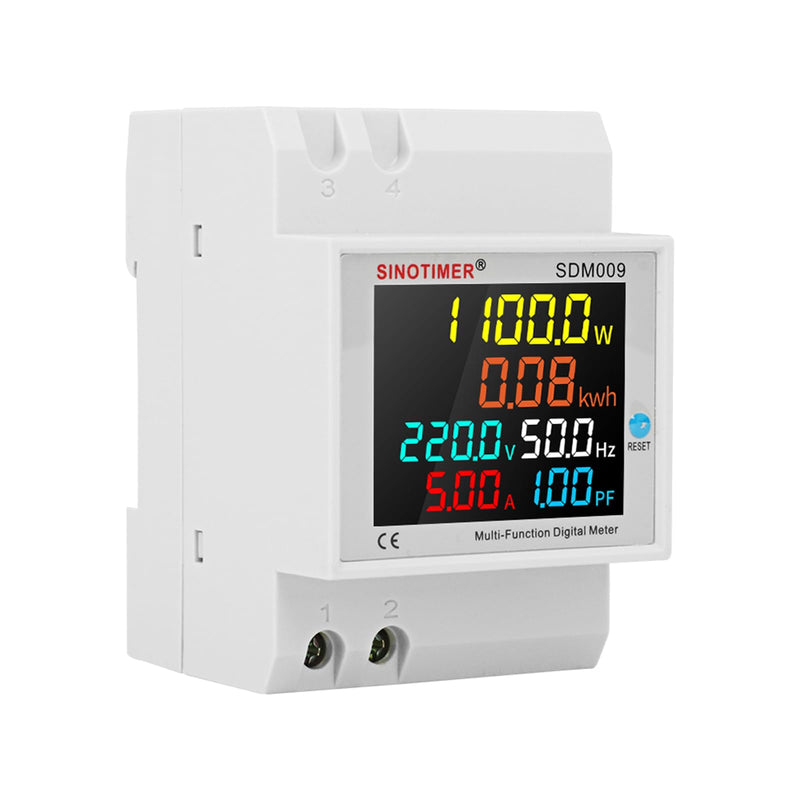 6IN1 Single Phase Energy Meter Din Rail Electricity Usage Monitor AC 40-300V 100A Voltmeter Ammeter Watt Kwh Frequency Power Meter Built-in CT 110V Internal CT