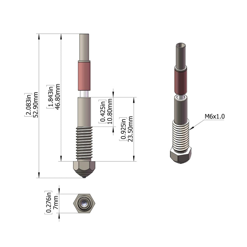 Bimetal Tungsten Carbide Nozzle 0.6mm for QIDI Q2 3D Printer, High Thermal Conductivity Abrasion Resistance for Precision Additive Manufacturing