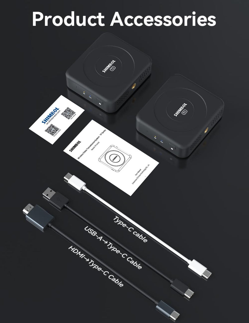 ΤΡ ΝΑΝΟ Wireless Video Transmission System,HDMI Input Transmitter and Receiver for Phones and Cameras with 2000mAh Built-in Battery/492ft Transmission Range/60ms Latency (Black) Black