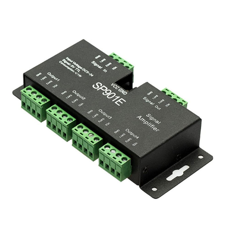 SP901E SPI Signal Amplifier Repeater Dream Color Programmable LED Matrix Panel TTL Amplifier for WS2811 WS2812B SM16703 UCS1903 LED Pixel Strip Amplifier
