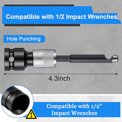 Zonon Power Hole Punch Lacing Tool for Heavy Duty Belt Fastener 1/2 Inch Drive Impact Rated Lacing Tools, Alloy Steel Industrial Belt Fastener Precision Hole Puncher for Installation Repair